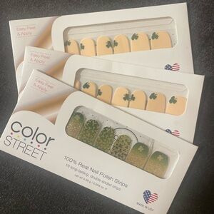 COLOR street 100% real nail polish strips IRISH YOU LUCK SHAMROCK ON 3 sets new